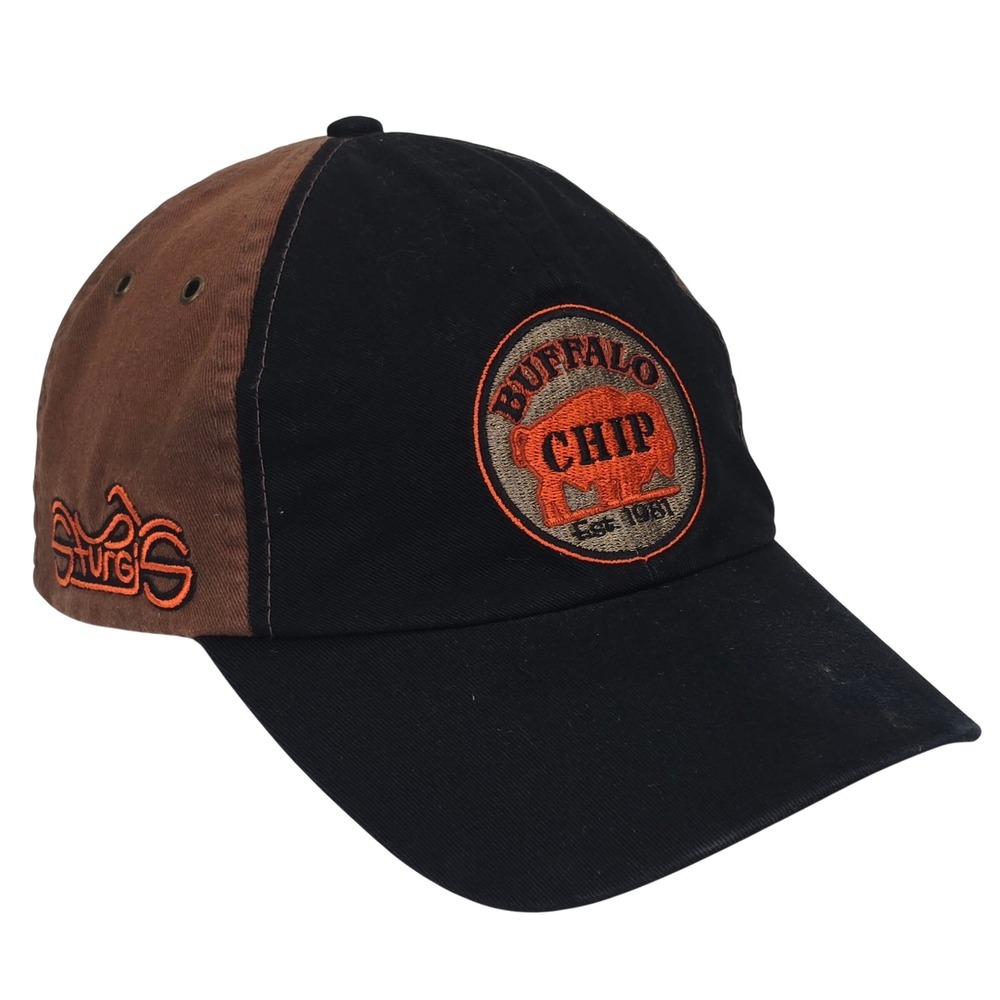 Hot Leathers Buffalo Chip Sturgis Hat Mens Black Brown Cotton Biker Rally Cap
